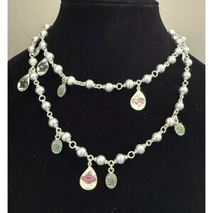 Michael Dawkins SS Pearl Necklace: 36" Long Strand with Textured Accents